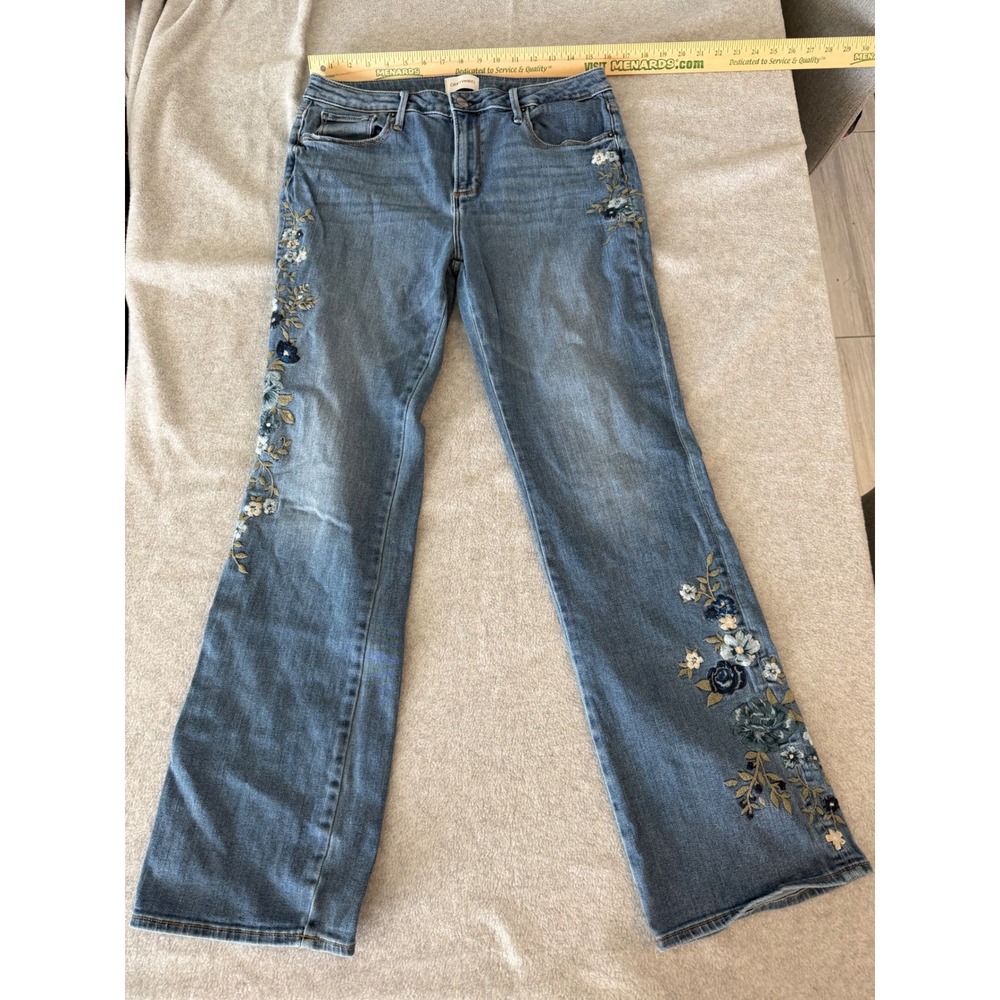 Driftwood Kelly Floral Embroidered Jeans Womens 32 Bootcut Medium Wash Denim